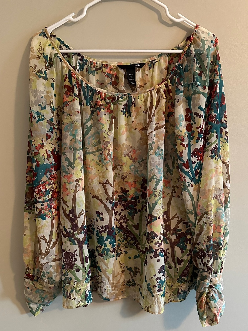 H&M Sheer Botanical Print Blouse in Multi print